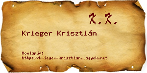 Krieger Krisztián névjegykártya